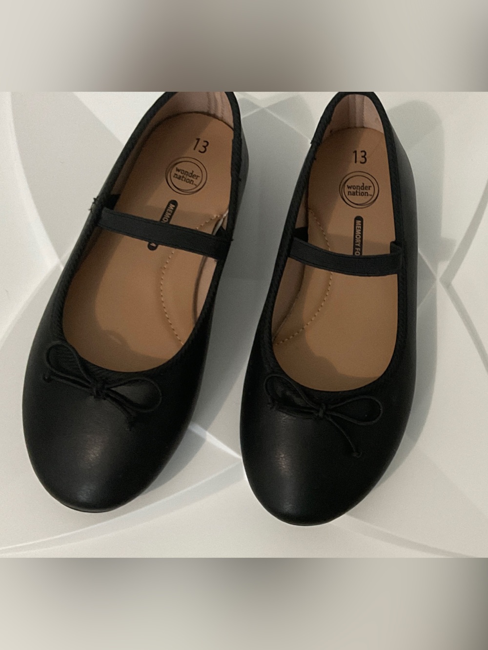 Black Mary Jane Flats with Bow Accent